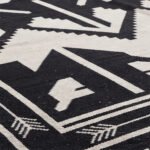 Unique Abstract Cotton Rug | Handmade Handwoven Black Artistic Floor Rug for Modern Interiors - Image 4