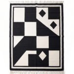 Contemporary Abstract Handwoven Cotton Rug | Black Decorative Area Rug for Modern Homes - Image 5