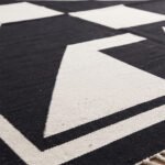 Contemporary Abstract Handwoven Cotton Rug | Black Decorative Area Rug for Modern Homes - Image 4