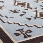 Bold Geometric Handwoven Cotton Rug | Blue Modern Patterned Area Rug for Contemporary Interiors - Image 4