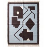 Abstract Boho Handwoven Cotton Rug | Blue Natural Artistic Area Rug for Modern Living Spaces - Image 5