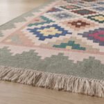 Modern Geometric Handwoven Cotton Rug | Multicolor Artistic Area Rug for Elegant Living Spaces - Image 4