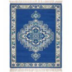 Traditional Handwoven Cotton Rug | Timeless Artisan Pattern Blue Rug for Elegant Home Interiors - Image 2
