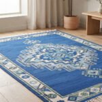 Traditional Handwoven Cotton Rug | Timeless Artisan Pattern Blue Rug for Elegant Home Interiors - Image 5