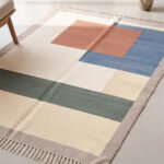Modern Abstract Pattern Handwoven Cotton Rug | Multicolor Decorative Area Rug for Bedroom and Living Room - Image 3