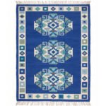 Artisan Heritage Cotton Rug | Blue Handmade Traditional Area Rug for Elegant Living Spaces - Image 3