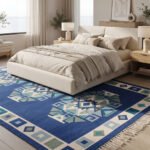 Artisan Heritage Cotton Rug | Blue Handmade Traditional Area Rug for Elegant Living Spaces - Image 2