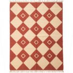 Timeless Modern Geometric Cotton Rug | Ivory & Brown Artisan Handwoven Area Rug for Stylish Home Interiors - Image 5