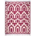 Geometric Artisan Pink Cotton Rug | Handmade Handwoven Area Rug for Modern Home Interiors - Image 5