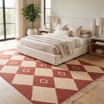 Timeless Modern Geometric Cotton Rug | Ivory & Brown Artisan Handwoven Area Rug for Stylish Home Interiors - Image 2