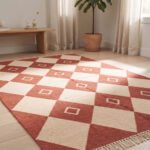 Timeless Modern Geometric Cotton Rug | Ivory & Brown Artisan Handwoven Area Rug for Stylish Home Interiors - Image 3