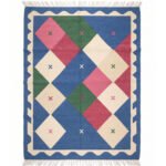 Modern Geometric Texture Cotton Rug | Handwoven Multicolor Decorative Area Rug for Living Room and Bedroom - Image 5