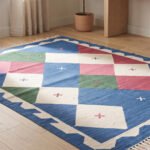 Modern Geometric Texture Cotton Rug | Handwoven Multicolor Decorative Area Rug for Living Room and Bedroom - Image 3