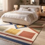 Geometric Rhythm Handwoven Cotton Rug Multicolor | Modern Artistic Pattern for Elegant Home Decor - Image 3