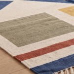 Geometric Rhythm Handwoven Cotton Rug Multicolor | Modern Artistic Pattern for Elegant Home Decor - Image 4