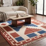 Multicolor Abstract Cotton Rug | Handwoven Artistic Area Rug for Living Room and Bedroom - Image 2