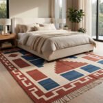 Multicolor Abstract Cotton Rug | Handwoven Artistic Area Rug for Living Room and Bedroom - Image 3