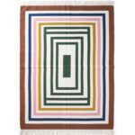 Abstract Lines Cotton Rug | Multicolor Artisan Handwoven Floor Rug for Living Room Bedroom and Study - Image 6