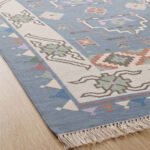 Heritage Inspired Cotton Rug | Blue Handcrafted Traditional Design for Living Room and Bedroom - Image 3