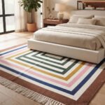 Abstract Lines Cotton Rug | Multicolor Artisan Handwoven Floor Rug for Living Room Bedroom and Study - Image 2