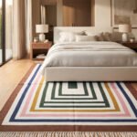 Abstract Lines Cotton Rug | Multicolor Artisan Handwoven Floor Rug for Living Room Bedroom and Study - Image 3