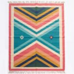 Contemporary Abstract Handwoven Cotton Rug | Multicolor Decorative Area Rug for Modern Homes - Image 5