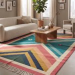 Contemporary Abstract Handwoven Cotton Rug | Multicolor Decorative Area Rug for Modern Homes - Image 2