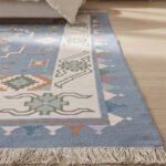 Heritage Inspired Cotton Rug | Blue Handcrafted Traditional Design for Living Room and Bedroom - Image 2
