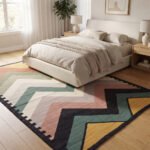 Elegant Abstract Handwoven Cotton Rug | Contemporary Multicolor Area Rug for Stylish Home Decor - Image 3