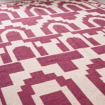Geometric Artisan Pink Cotton Rug | Handmade Handwoven Area Rug for Modern Home Interiors - Image 4