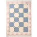 Artistic Geometric Handwoven Cotton Rug | Blue & Green Elegant Decorative Area Rug for Contemporary Homes - Image 5