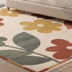 Elegant Floral Handwoven Cotton Rug | Artisan Patterned Multicolor Area Rug for Stylish Home Interiors - Image 4