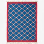 Artistic Modern Cotton Rug | Contemporary Blue Geometric Pattern Rug for Living Room and Bedroom - Image 5