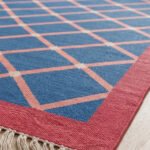 Artistic Modern Cotton Rug | Contemporary Blue Geometric Pattern Rug for Living Room and Bedroom - Image 4