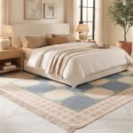 Artistic Geometric Handwoven Cotton Rug | Blue & Green Elegant Decorative Area Rug for Contemporary Homes - Image 2