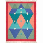 Minimal Modern Geometric Rug | Handcrafted Cotton Multicolor Area Rug for Contemporary Home Styling - Image 5