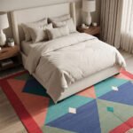 Minimal Modern Geometric Rug | Handcrafted Cotton Multicolor Area Rug for Contemporary Home Styling - Image 3