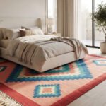 Modern Geometric Handwoven Cotton Rug | Multicolor Elegant Pattern for Contemporary Living Spaces - Image 2