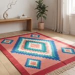 Modern Geometric Handwoven Cotton Rug | Multicolor Elegant Pattern for Contemporary Living Spaces - Image 3