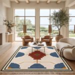 Modern Artisan Handwoven Cotton Rug | Elegant Decorative Blue & Brown Area Rug for Contemporary Spaces