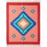 Modern Geometric Handwoven Cotton Rug | Elegant Multicolor Pattern for Contemporary Living Spaces - Image 5
