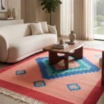 Modern Geometric Handwoven Cotton Rug | Elegant Multicolor Pattern for Contemporary Living Spaces - Image 2