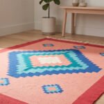 Modern Geometric Handwoven Cotton Rug | Elegant Multicolor Pattern for Contemporary Living Spaces - Image 3