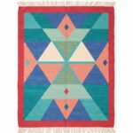 Elegant Abstract Handwoven Cotton Rug | Contemporary Multicolor Area Rug for Stylish Home Decor - Image 5