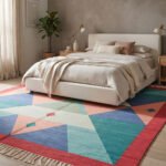 Elegant Abstract Handwoven Cotton Rug | Contemporary Multicolor Area Rug for Stylish Home Decor - Image 2