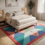 Elegant Abstract Handwoven Cotton Rug | Contemporary Multicolor Area Rug for Stylish Home Decor - Image 3