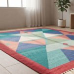 Elegant Abstract Handwoven Cotton Rug | Contemporary Multicolor Area Rug for Stylish Home Decor - Image 4
