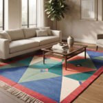 Abstract Boho Handwoven Cotton Rug | Multicolor Natural Artistic Area Rug for Modern Living Spaces
