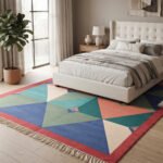 Abstract Boho Handwoven Cotton Rug | Multicolor Natural Artistic Area Rug for Modern Living Spaces - Image 2