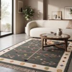 Classic Handwoven Cotton Rug | Heritage Pattern Floor Rug for Living Room Bedroom and Home